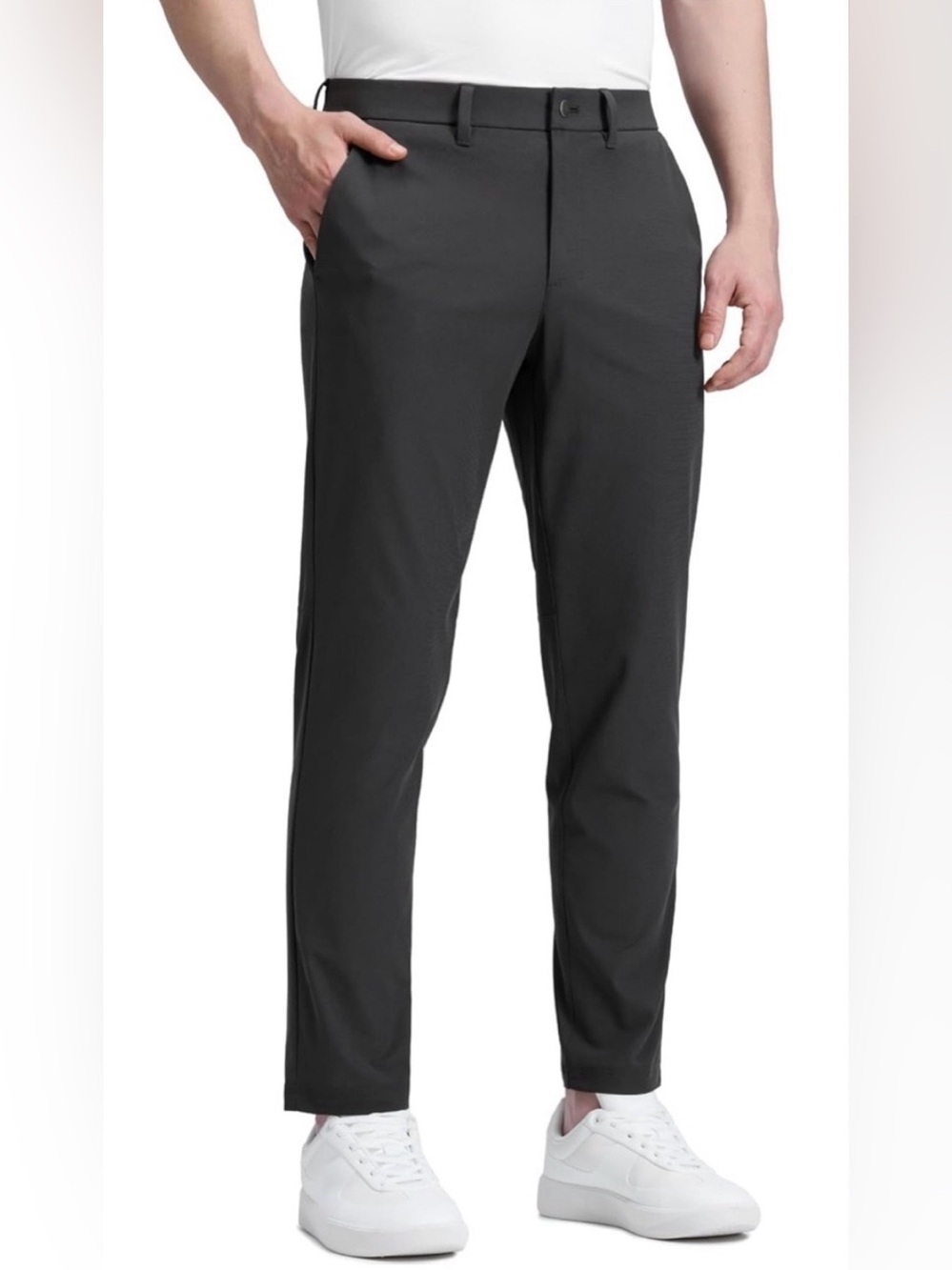 CRZ Yoga Men's Slim Tech Golf Pants in Charcoal Gray 36W